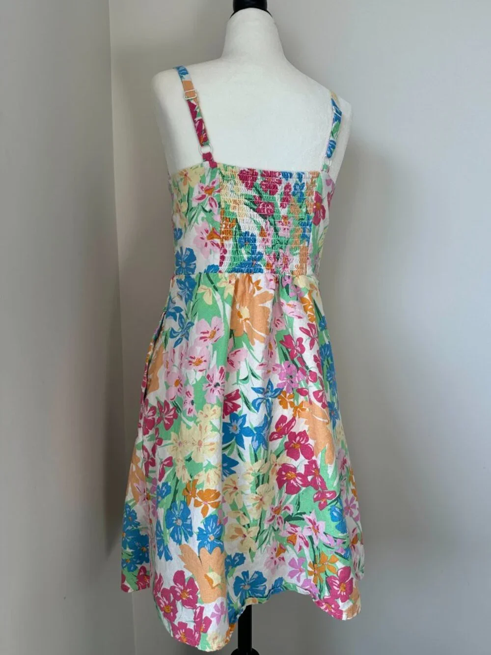 🌼 Old Navy Floral Linen Cottagecore Mini Dress Small - Picture 4 of 7